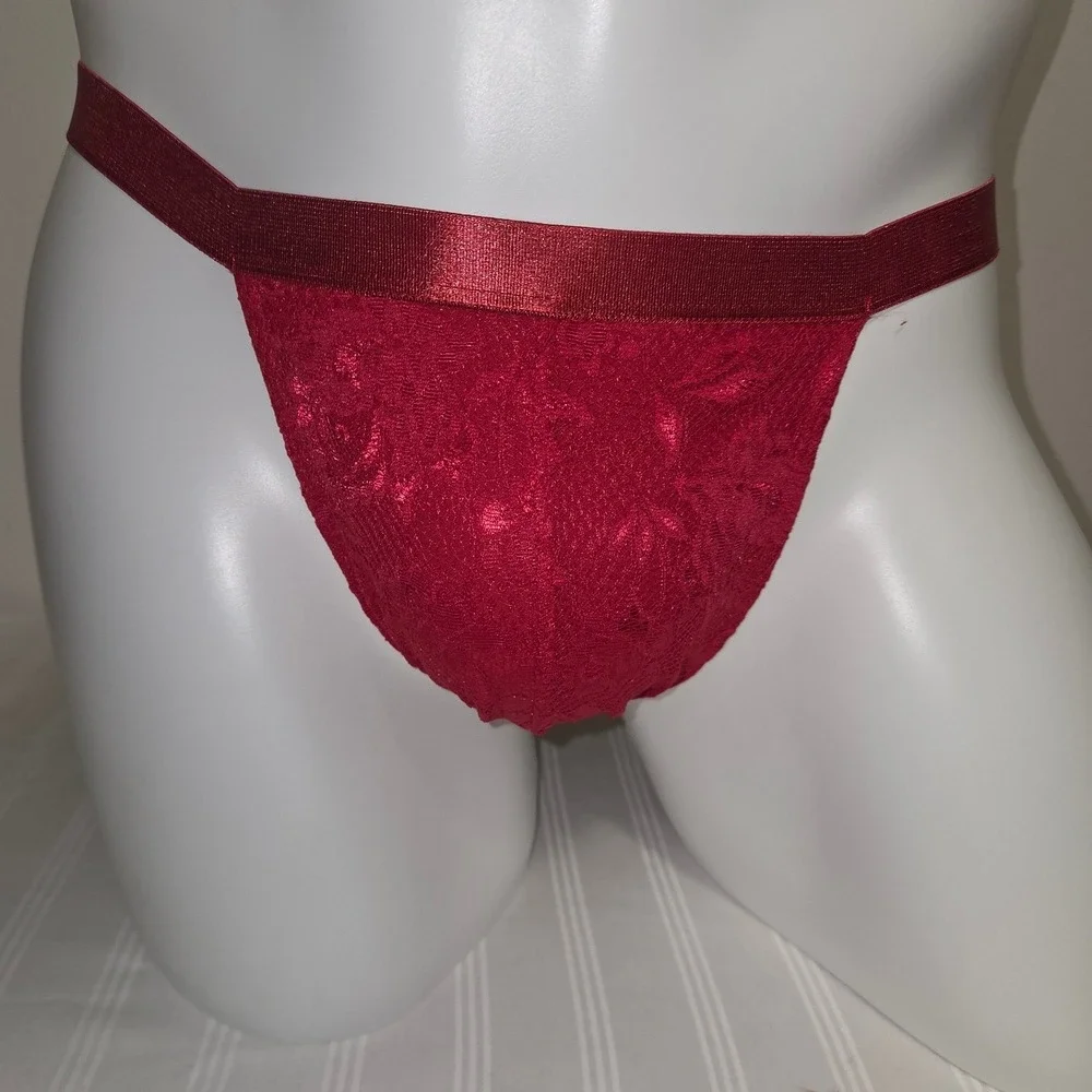 Cosabella Italian Mystic Red Lace Mid-Rise Men's Thong Stretch Underwear